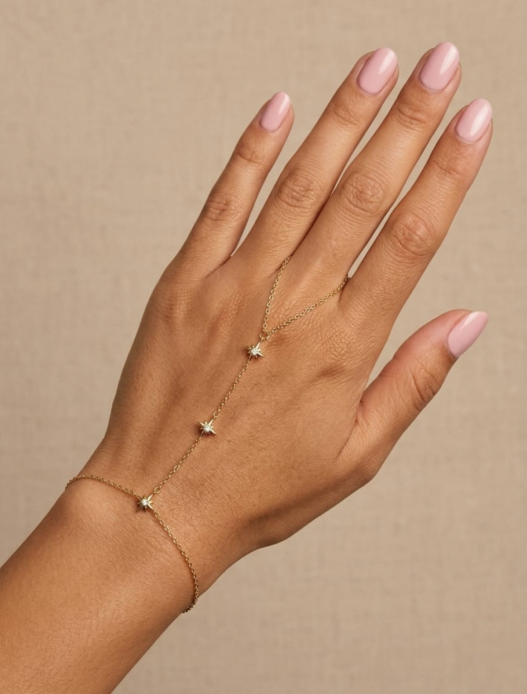 Bracelet - chaine de main doré constellations