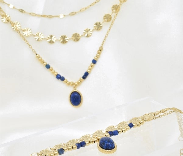 Collier doré - Sophia Lapis lazuli